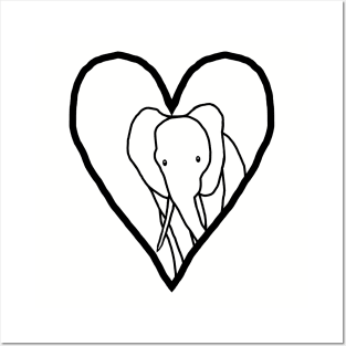 My Valentine Elephant Line Drawing Posters and Art